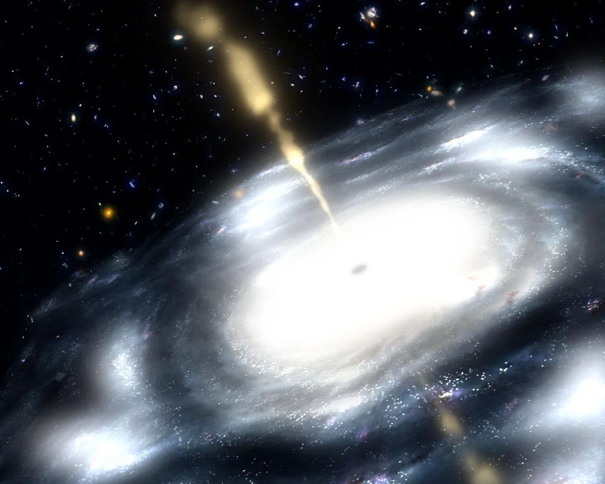 Backward Black Hole Shoots Powerful Jets Artist Concept