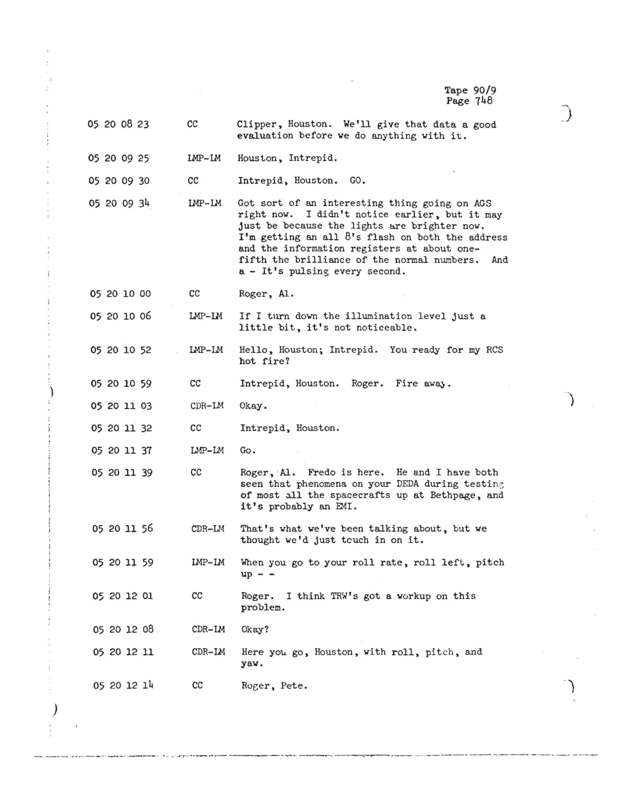 Transkrypcja Apollo 12 - strona 748: anomalia wyświetlacza AGS/DEDA