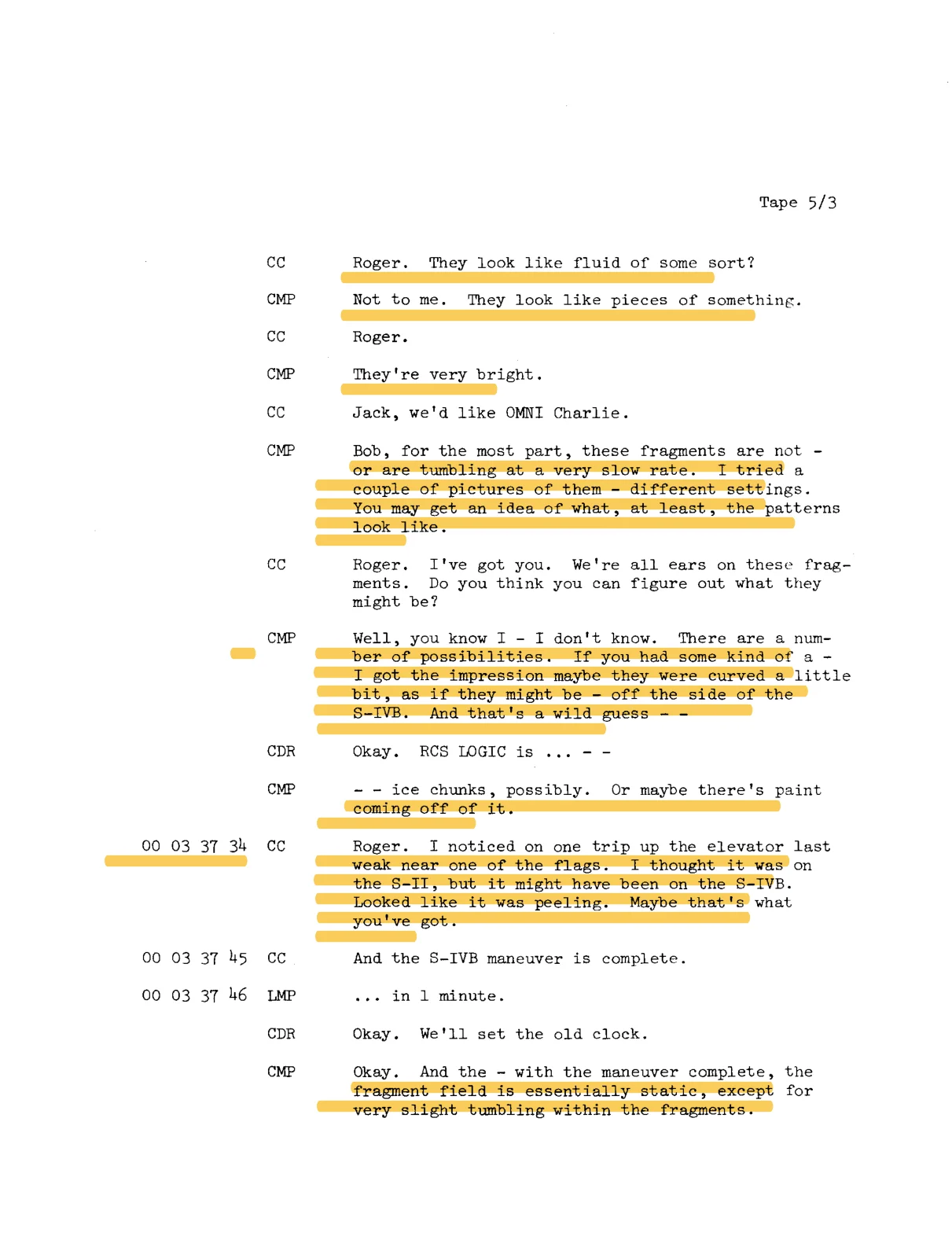 Transkrypcja Apollo 17 - Tape 5/3: Evans opisuje fragmenty