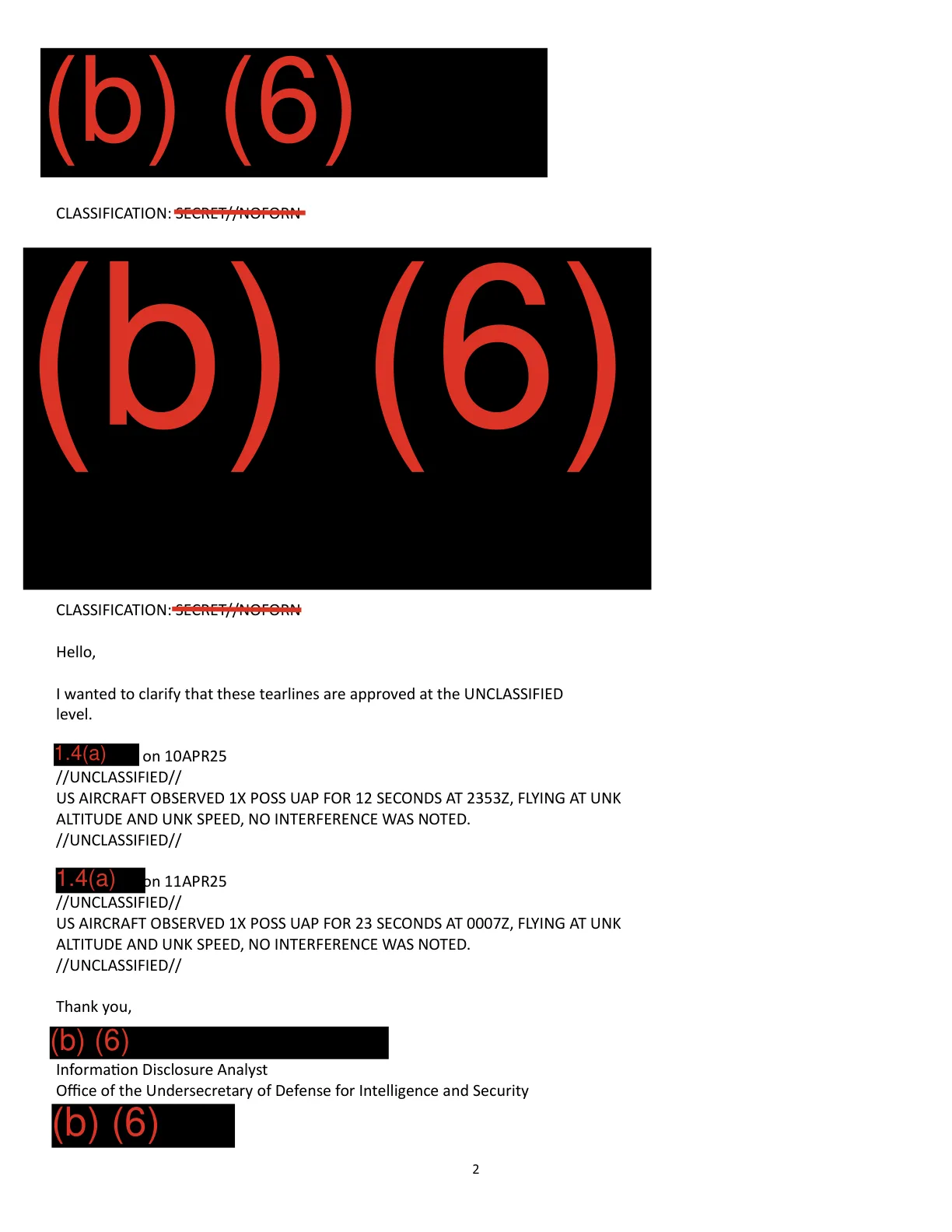 Email D50 - zatwierdzone tearlines z INDOPACOM, kwiecień 2025