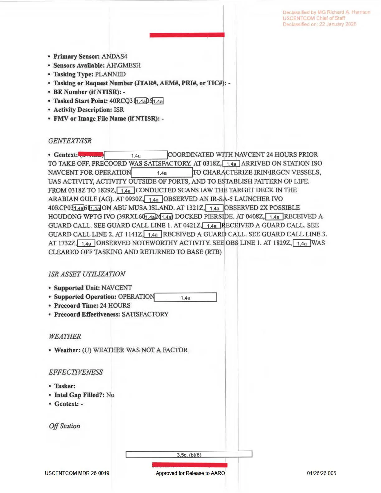 Raport D62 - opis misji z wykryciem wyrzutni IR-SA-5 i obserwacją UAP