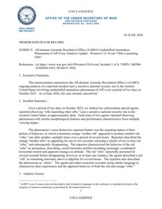 AARO - analiza nierozwiązanej sprawy: zdarzenie nad zachodnimi USA