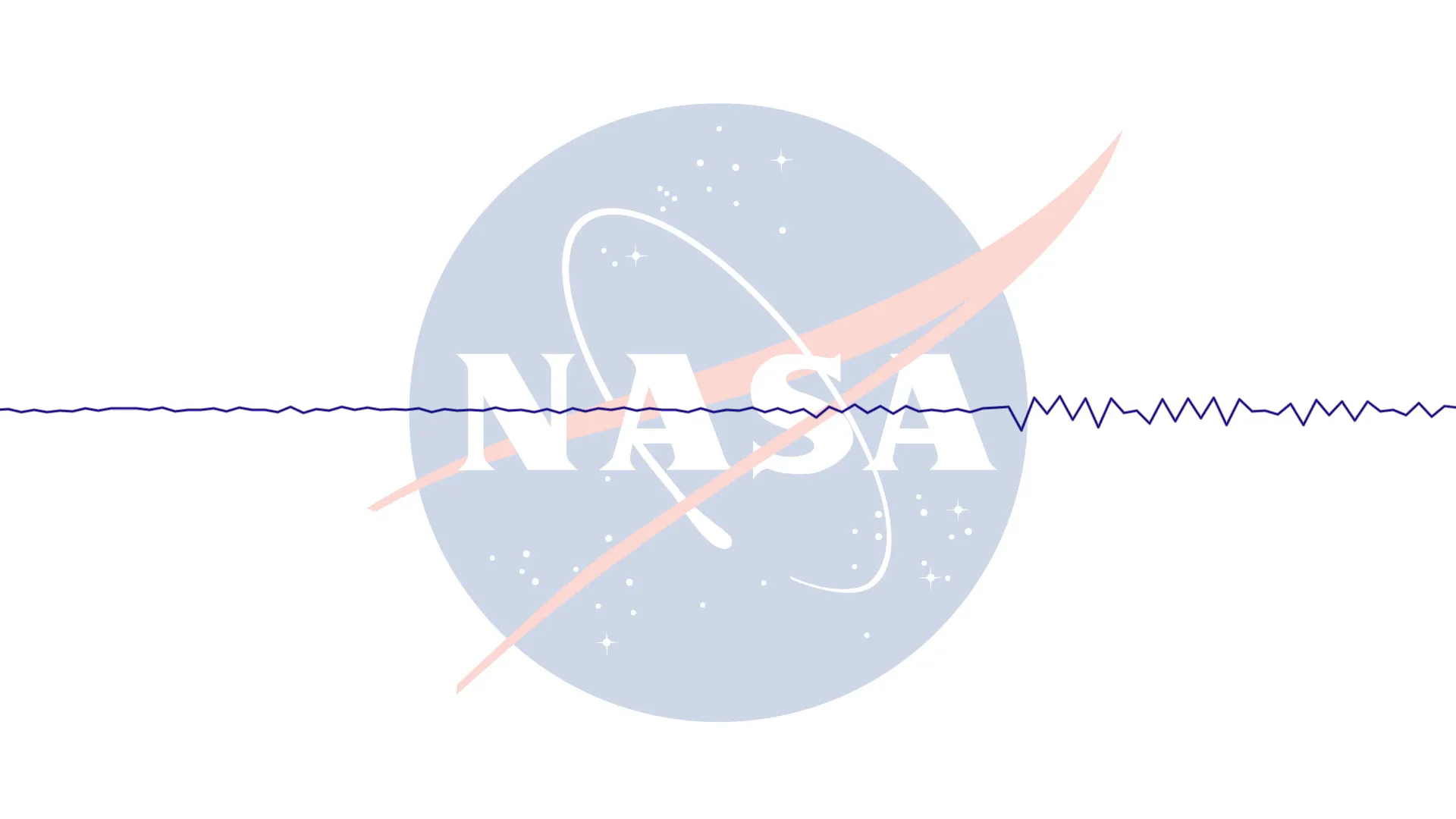 Kadr z nagrania NASA-UAP-D025 w 32:41 - logo NASA i fala dźwiękowa w momencie słów o „bazie gwiezdnej obcych”