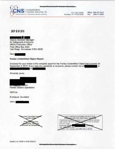 Pantex — raport o incydencie z niezidentyfikowanym obiektem (2015)