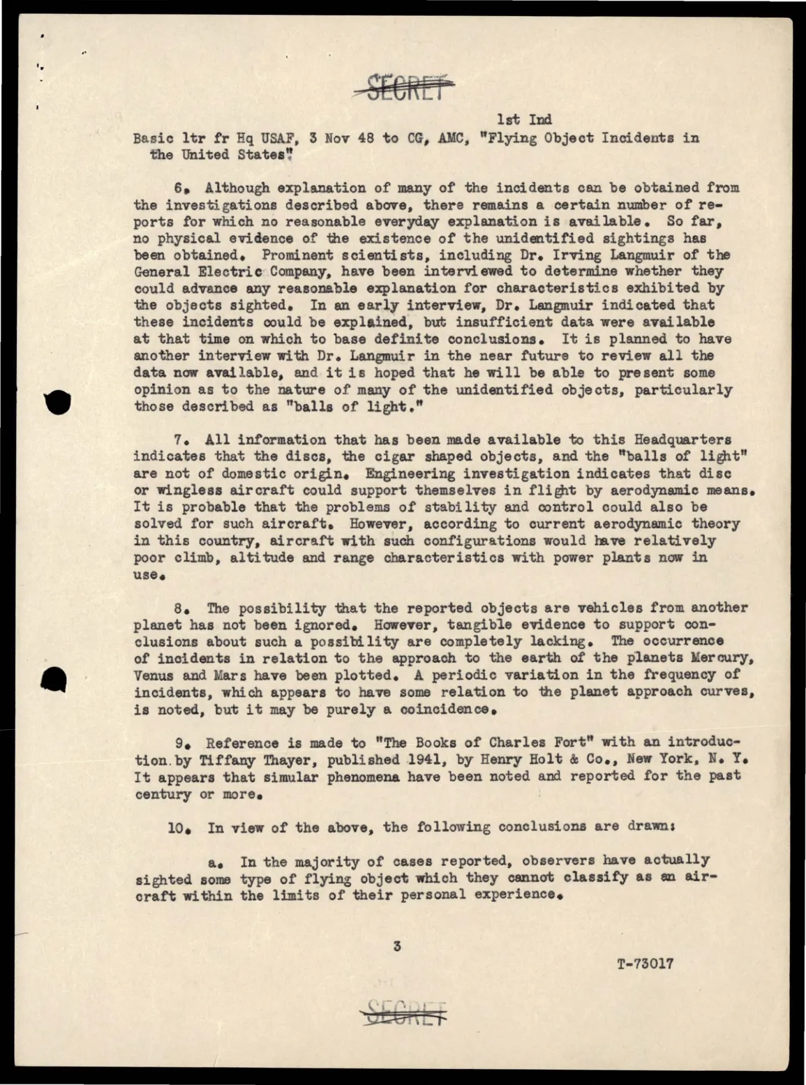 Końcowe wnioski memorandum AMC z 8 listopada 1948 roku