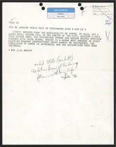 Kancelaria Prezydenta — zapytanie NASC w sprawie incydentu w Bahia (13 listopada 1963)