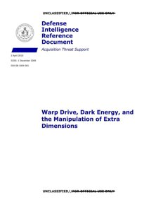 AAWSAP DIRD — Napęd warp, ciemna energia i manipulacja dodatkowymi wymiarami (IV 2010)