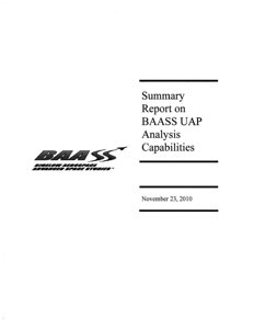 BAASS: samoocena zdolności analitycznych w zakresie UAP (listopad 2010)
