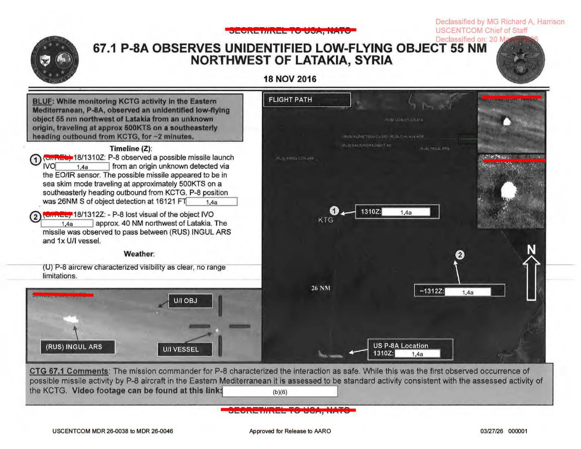 Briefing operacyjny - P-8A obserwuje niezidentyfikowany obiekt koło Łatakii, Syria, 18 XI 2016